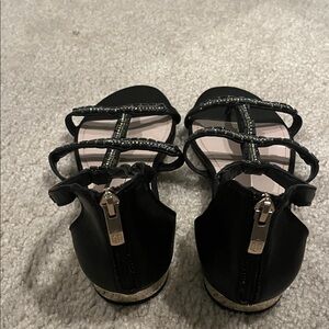 Vince Camuto Black Strappy Sandals with Beaded Accents
